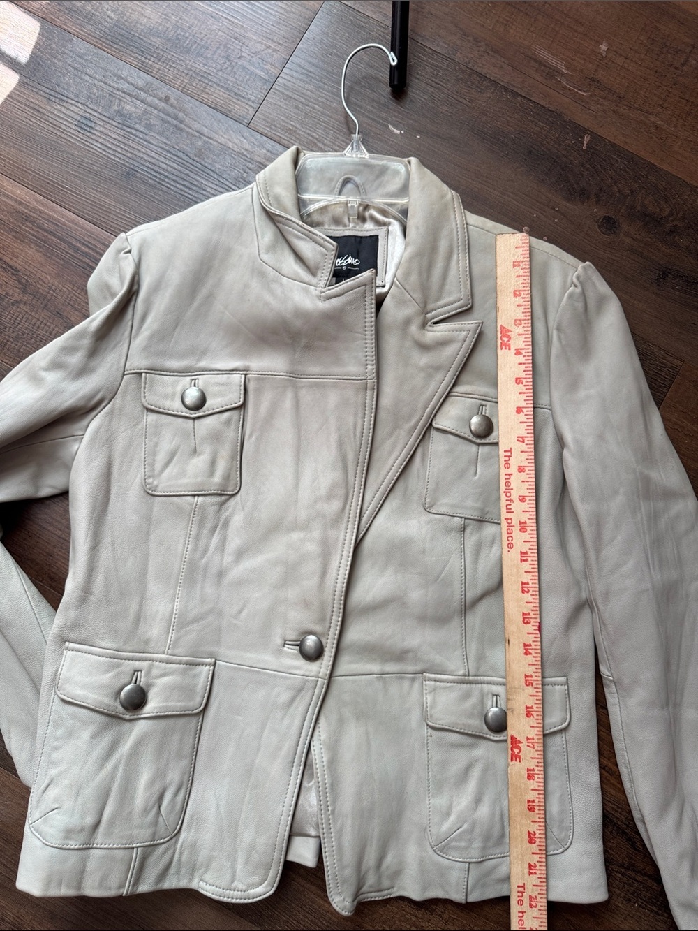 Mossimo Supply Co. Light Cream Leather Blazer Jacket - Picture 7 of 16